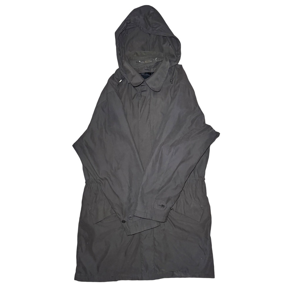 London Fog Hooded Parka Jacket Charcoal Grey Medium Reg Full Zip
